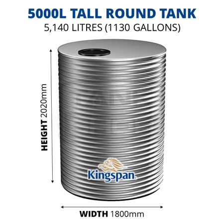 5000L Tall Round Aquaplate Steel Tank (Kingspan)