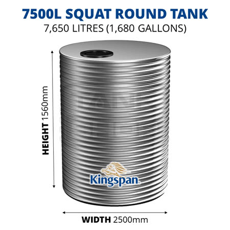 7500L Squat Round Aquaplate Steel Tank (Kingspan)