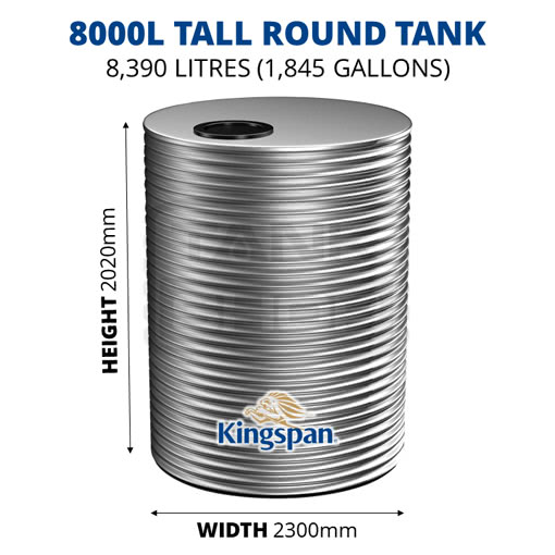 Kingspan 8000l water tank dimensions