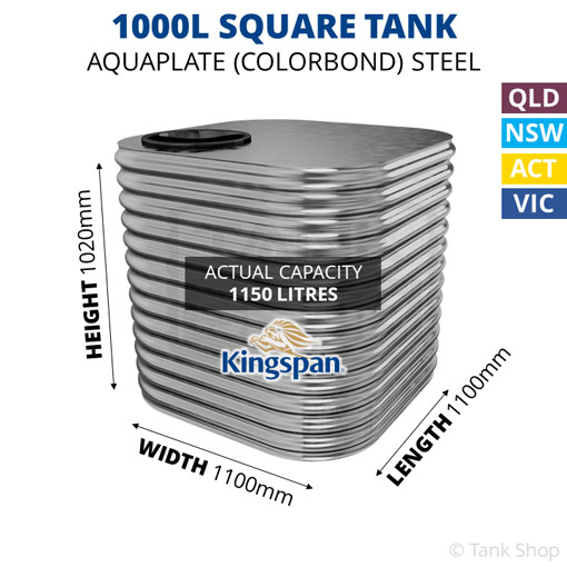 Kingspan 1000l square water tank dimensions