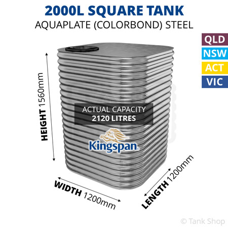 2000L Square Aquaplate Steel Tank