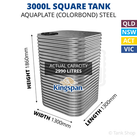 3000L Square Aquaplate Steel Tank