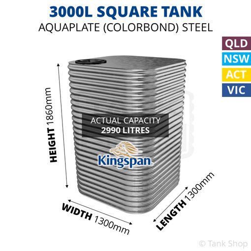 Kingspan 3000l square water tank dimensions