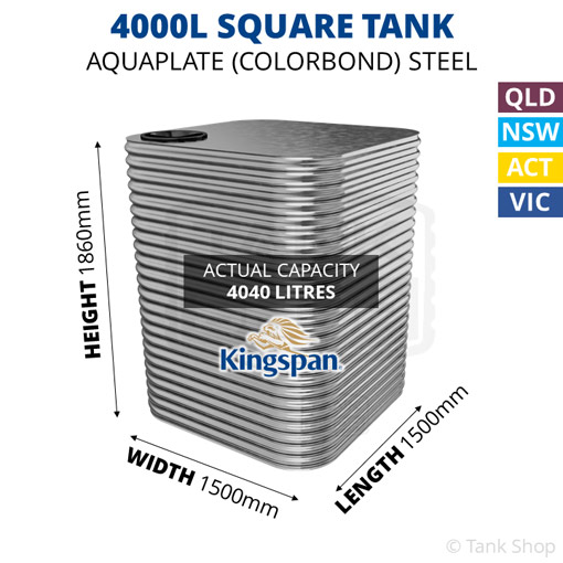 Kingspan 4000l square water tank dimensions