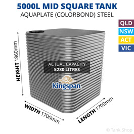 5000L "Mid" Square Aquaplate Steel Tank