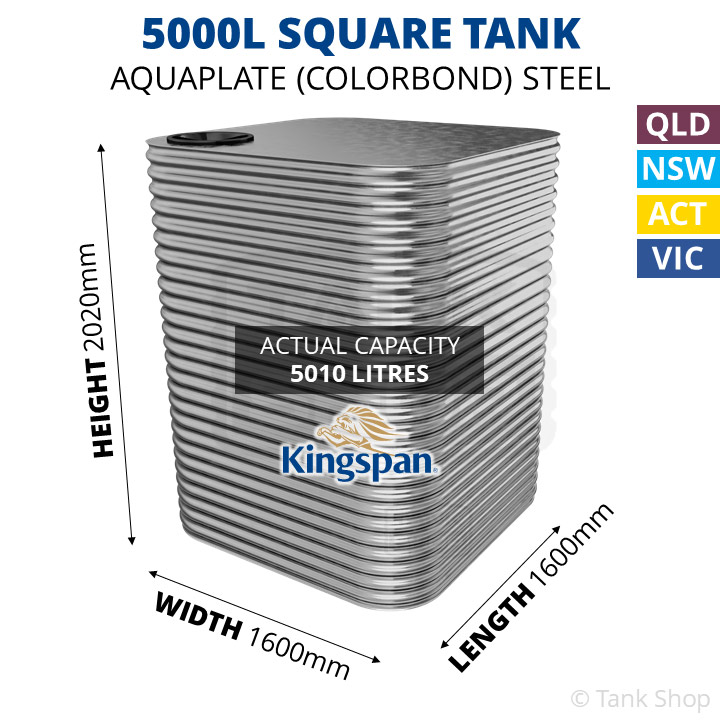 5000 Litre Square AQUAPLATE Steel Water Tank 5000L Kingspan Tank