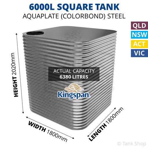 Kingspan 6000l square water tank dimensions
