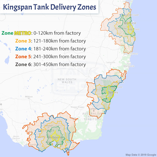 Kingspan Steel Tank Delivery Zones