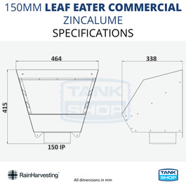 Leaf Eater 150mm Commercial Zincalume RHCL22 specification / dimensions