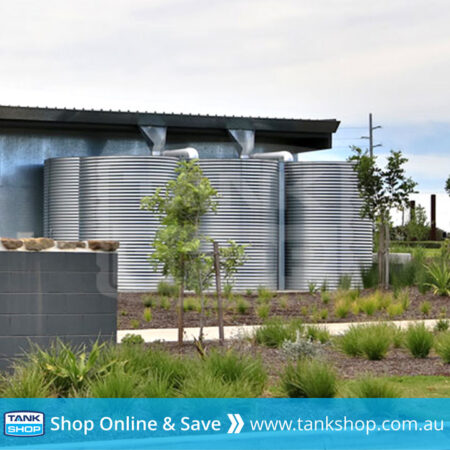 Large steel round rainwater tanks