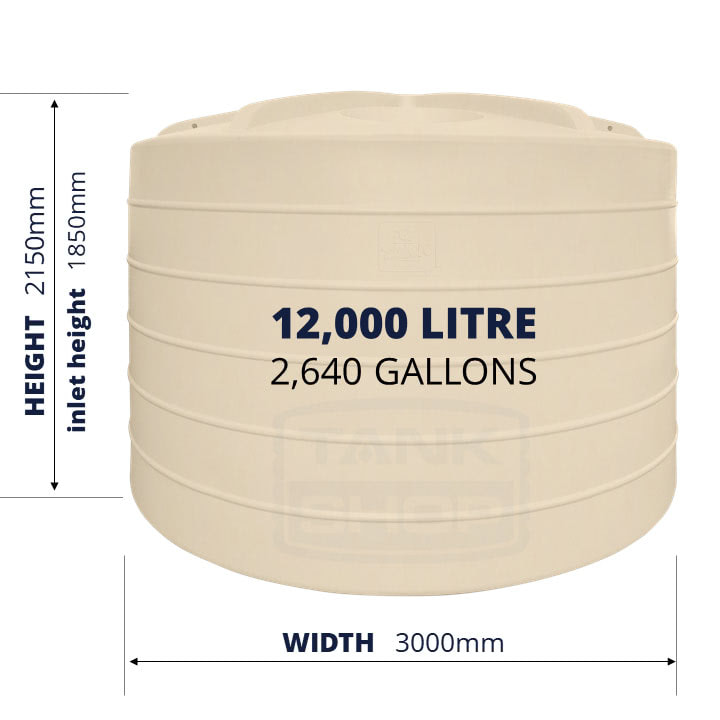 QTank 12000l 2640gal water tank dimensions