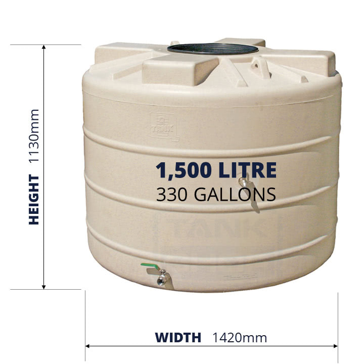QTank 1500l 330gal water tank dimensions