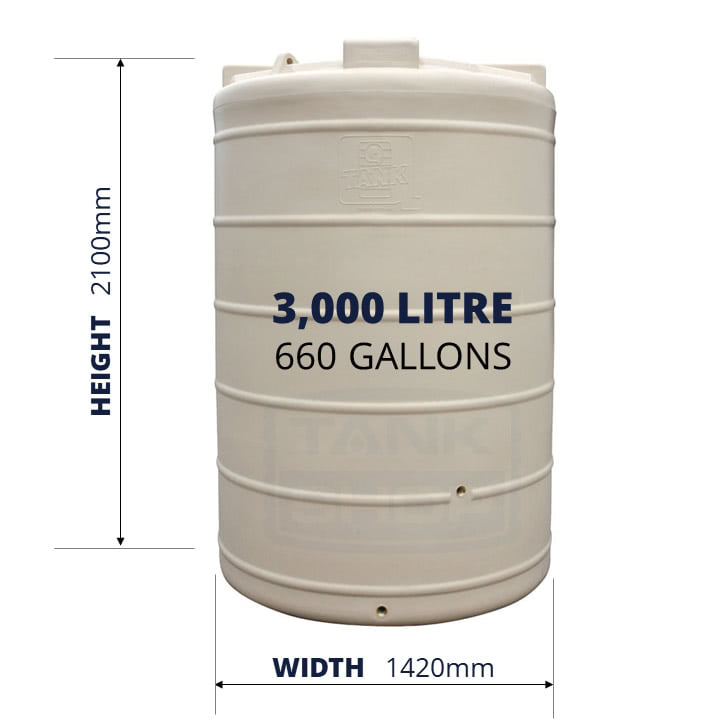 QTank 3000l 660gal water tank dimensions