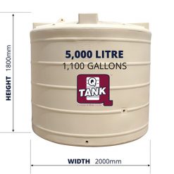QTank 5000l 1100gal mid water tank dimensions