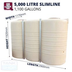 QTank 5000 litre (1100 gallons) Slimline Tank Dimensions