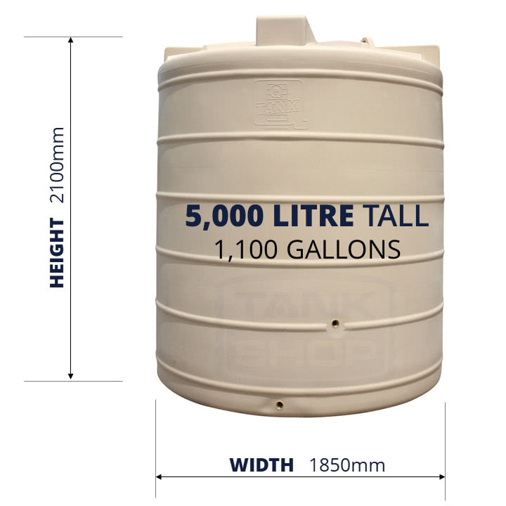 QTank 5000l 1100gal tall water tank dimensions