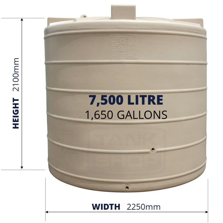 QTank 7500l 1650gal water tank dimensions