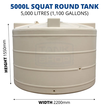 5000L Squat Round Poly Tank (QTank)