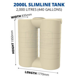 2000L Slimline Poly Water Tank