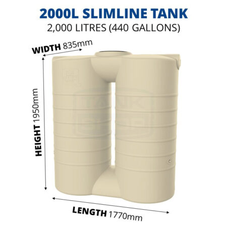 2000L Slimline Poly Water Tank