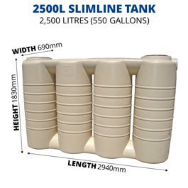 2500L Slimline Poly Tank (QTank)