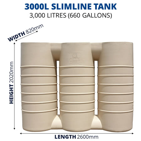 3000L Slimline Poly Tank (QTank)