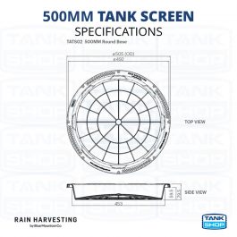 Rain Harvesting 500mm Tank Screen TATS02 Specifications