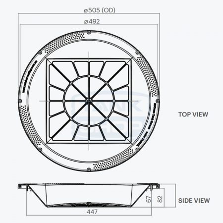 Rain Harvesting 500mm Tank Screen dimensions