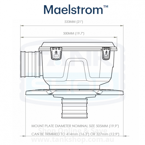 Rain Harvesting Maelstrom Filter Dimentions - Side