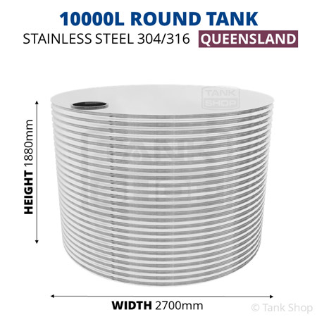 10000 Litre Round Tank Stainless Steel