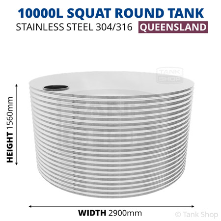 10000 Litre Squat Round Tank Stainless Steel