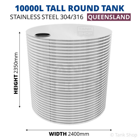 10000 Tall Litre Round Tank Stainless Steel