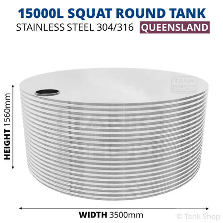 15000 Litre Squat Round Tank Stainless Steel
