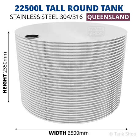22500 Litre Tall Round Tank Stainless Steel