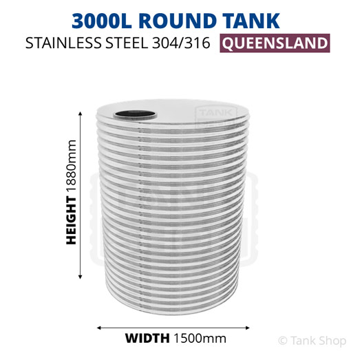 3000l round water tank dimensions