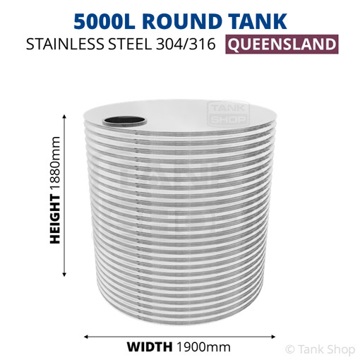 5000l round water tank dimensions