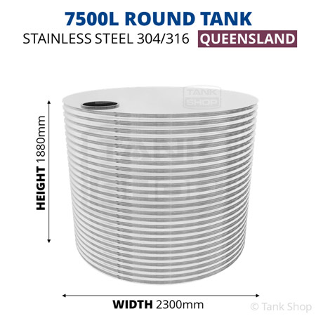 7500 Litre Round Tank Stainless Steel