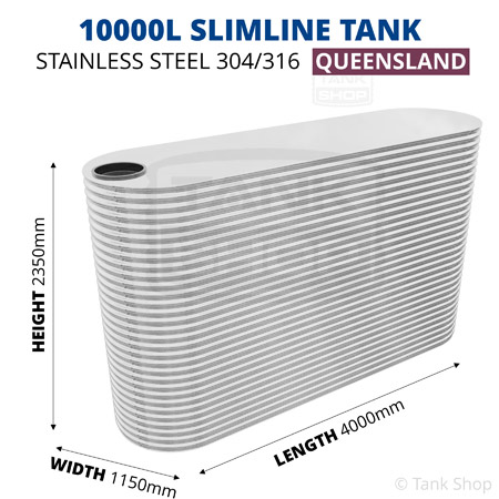 10000 Litre Slimline Tank Stainless Steel