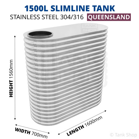 1500 Litre Slimline Tank Stainless Steel