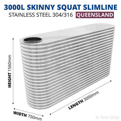 3000l skinny squat slimline water tank dimensions