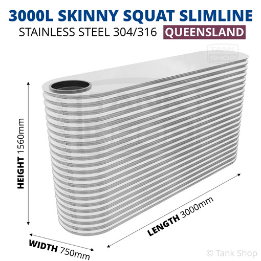 3000l skinny squat slimline water tank dimensions