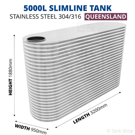 5000 Litre Slimline Tank Stainless Steel