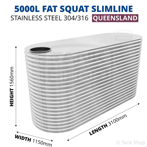 5000l fat squat slimline water tank dimensions