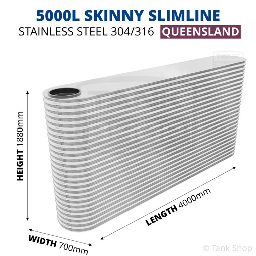 5000l skinny slimline water tank dimensions