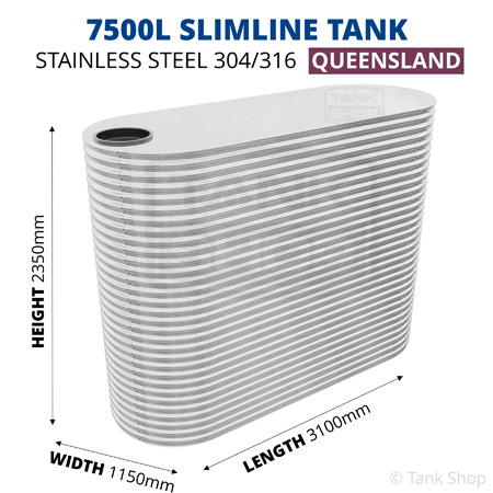 7500 Litre Slimline Tank Stainless Steel