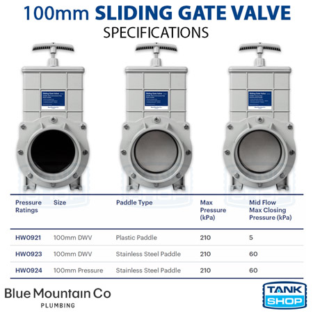 100mm Sliding Gate Valve Specifications