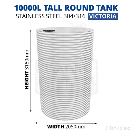 10000l round water tank dimensions