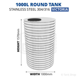 1000 Litre Round Stainless Steel Water Tank (Victoria)