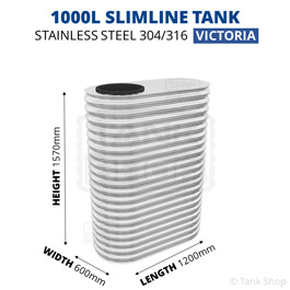 1000 Litre Slimline Stainless Steel Water Tank (Victoria)