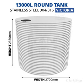 13000 Litre Round Stainless Steel Water Tank (Victoria)